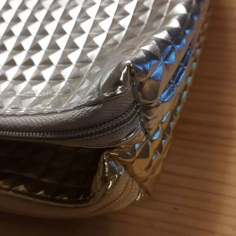 Cosmetic bag clutch pouch gold and silver set of 2